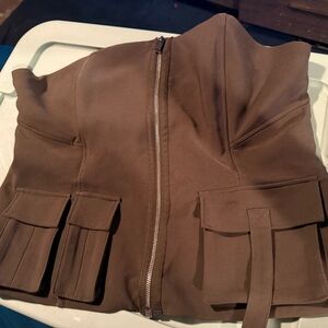 Zara Brown Strapless Top with Pockets